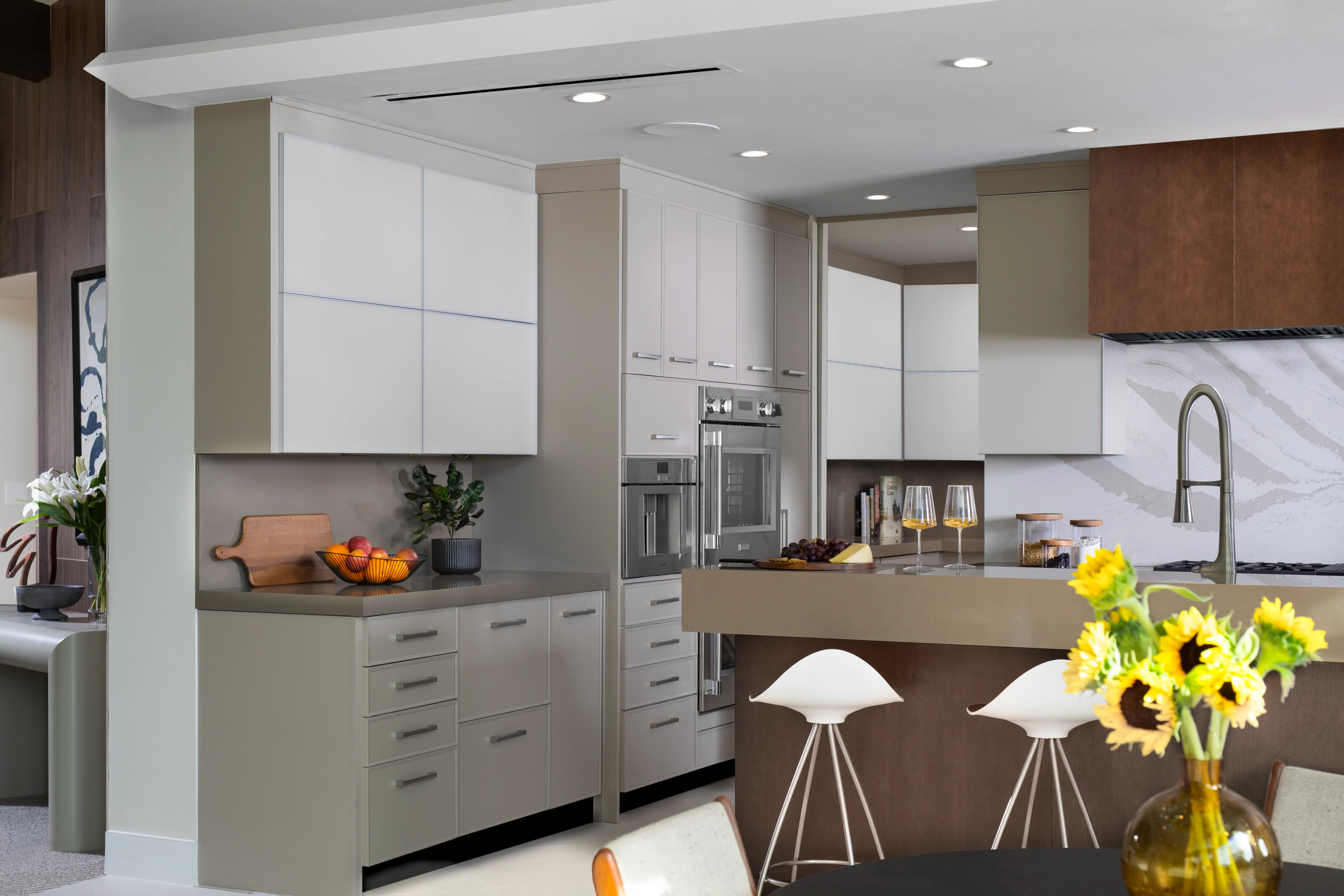 Discreet ceiling cassette unit in modern kitchen setting