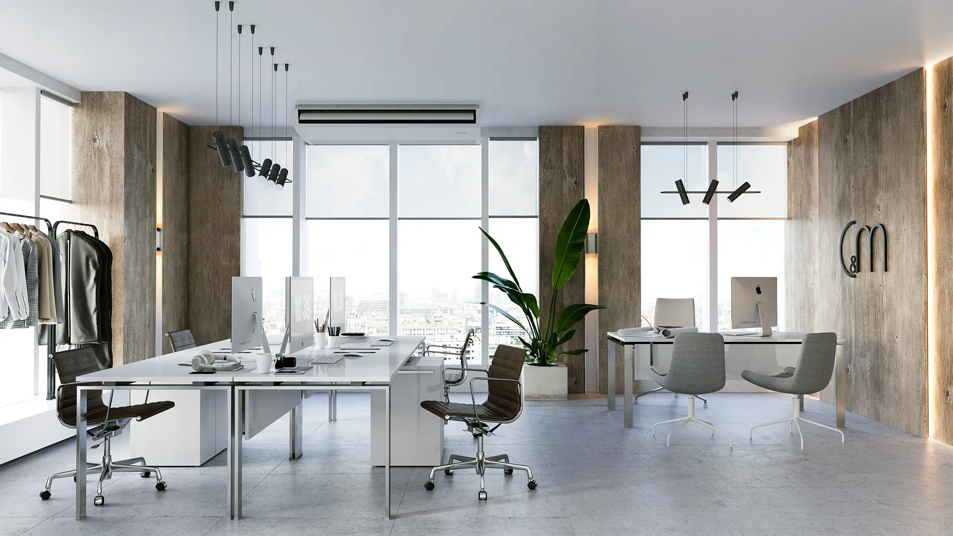 P-Series Commercial Ceiling Cassette Unit in Office Setting